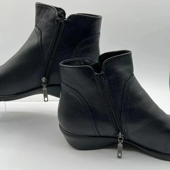 Propet Womens Black Leather Ankle Boots 11 W Double Zipper Comfortable & Stylish - Picture 11 of 13